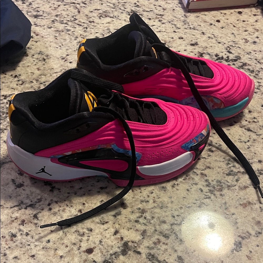 Nike Pink and Black Basketball Sneakers Size 5Y
